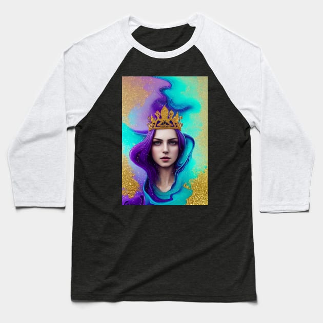 Glitter Queen 05 Baseball T-Shirt by PurplePeacock